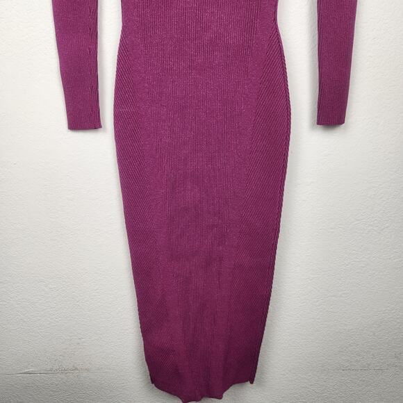 Retrofete Elodie Dress Metallic Orchid Midi Bodycon Long Sleeve XXS Sample - Picture 7 of 9